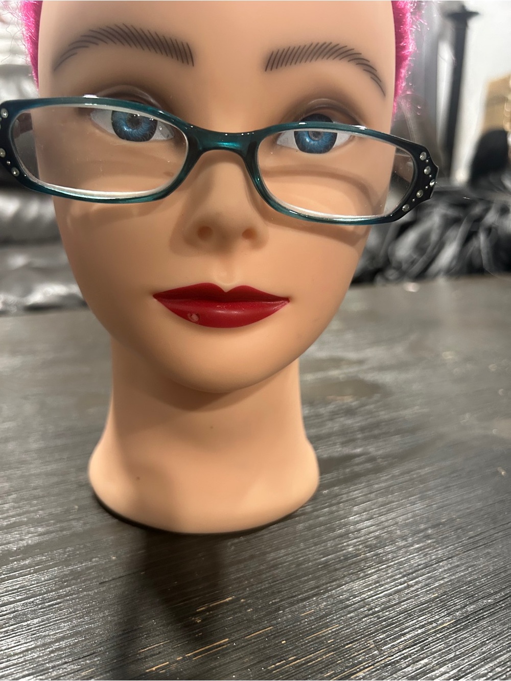 Foster Grant Teal Rectangular Reading Glasses 2.75 with Rhinestone Detail
